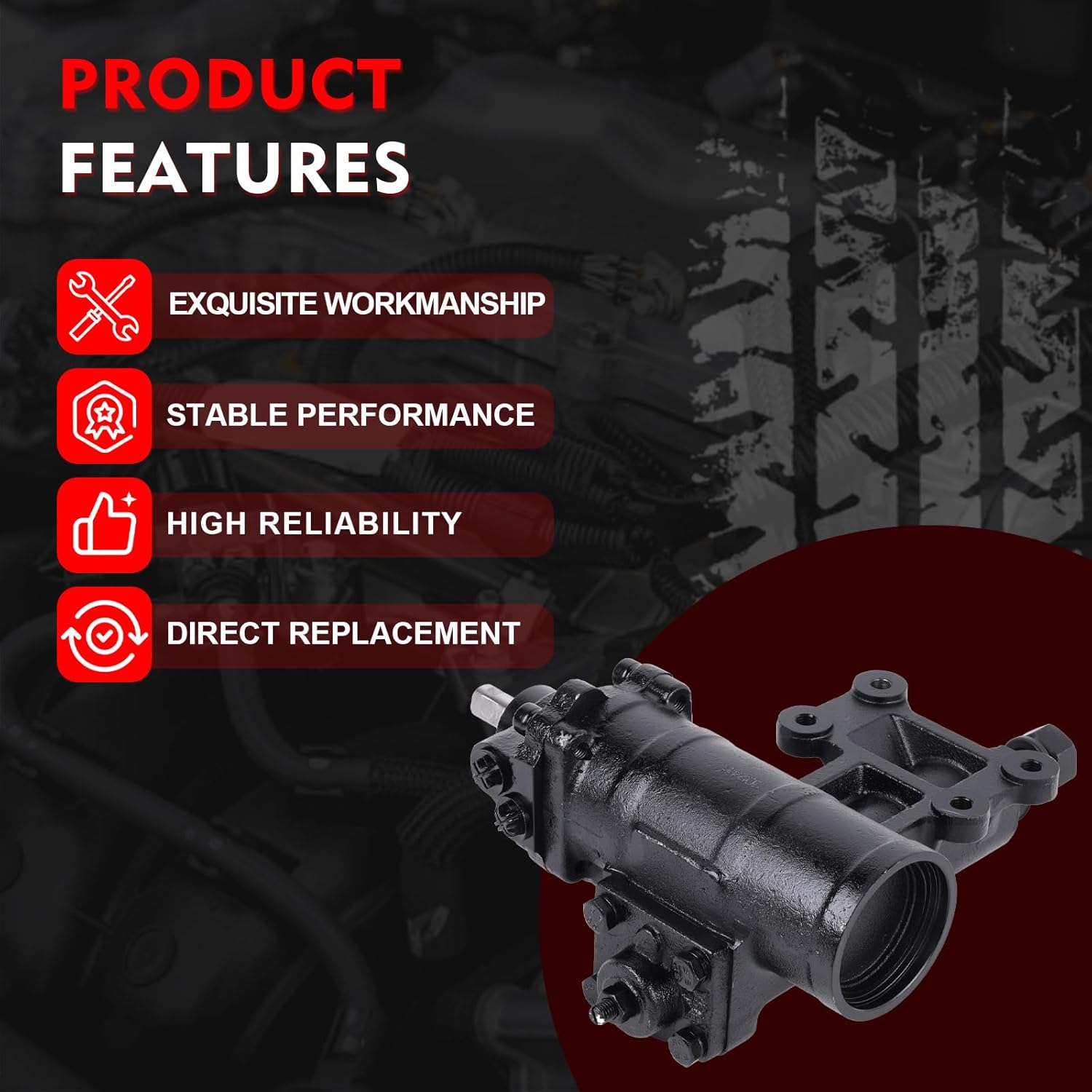 Power Steering Gearbox for Jeep Wrangler JK 2007-2017, 2018 Wrangler 4-Door ONLY, Steering Gear Box Replace 27-8417 52126348AC 52126348AB