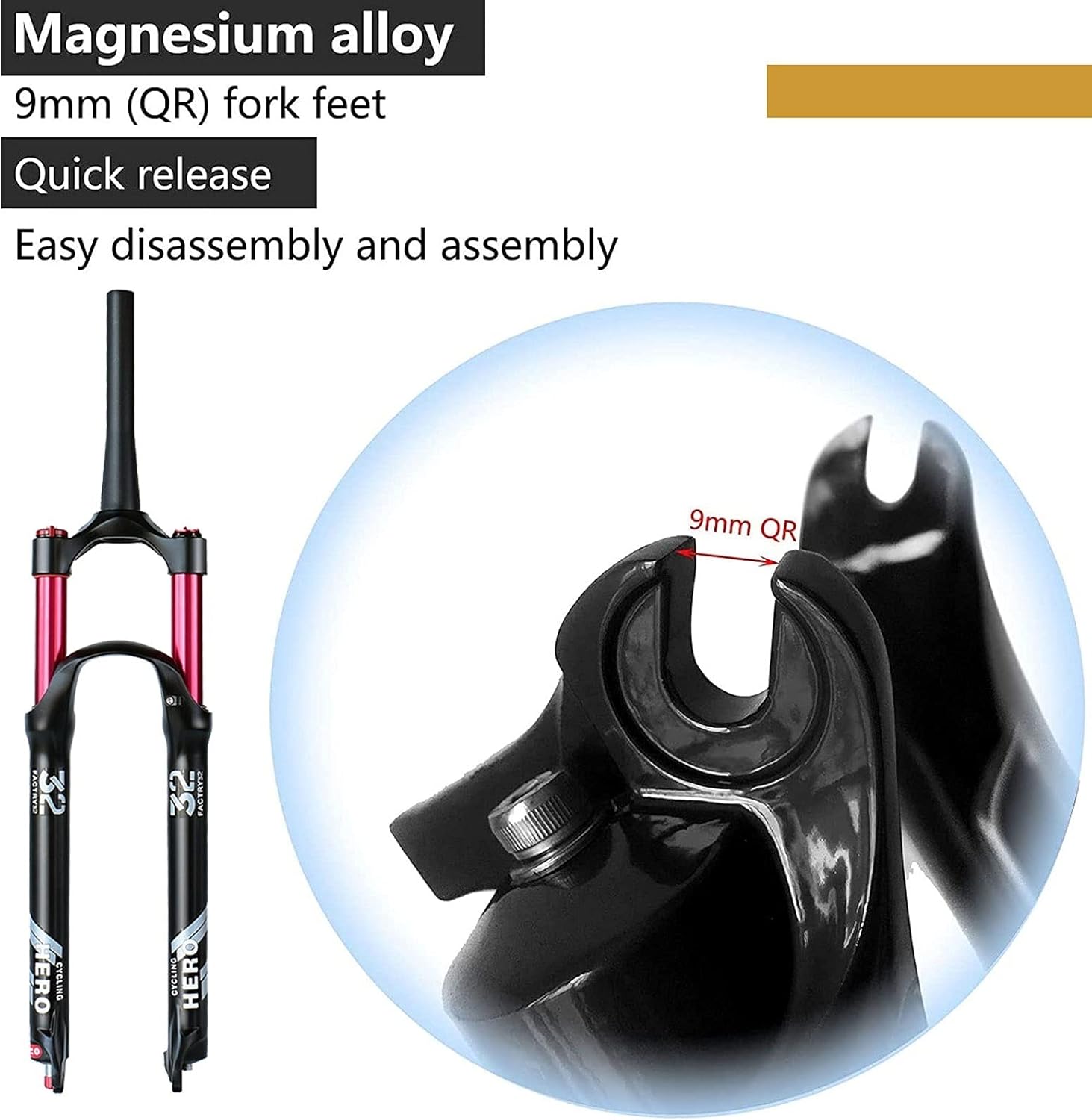 MTB バイク サスペンションフォーク 26/27.5/29インチ トラベル130mm リバウンド調整 1-1/8インチ ストレート