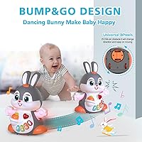 Vista 6 de MOONTOY Juguete musical de conejo de Pascua para niños de 1 año o más, juguetes de gateo para bebés de 6 a 12 meses, regalos de Pascua para niñas