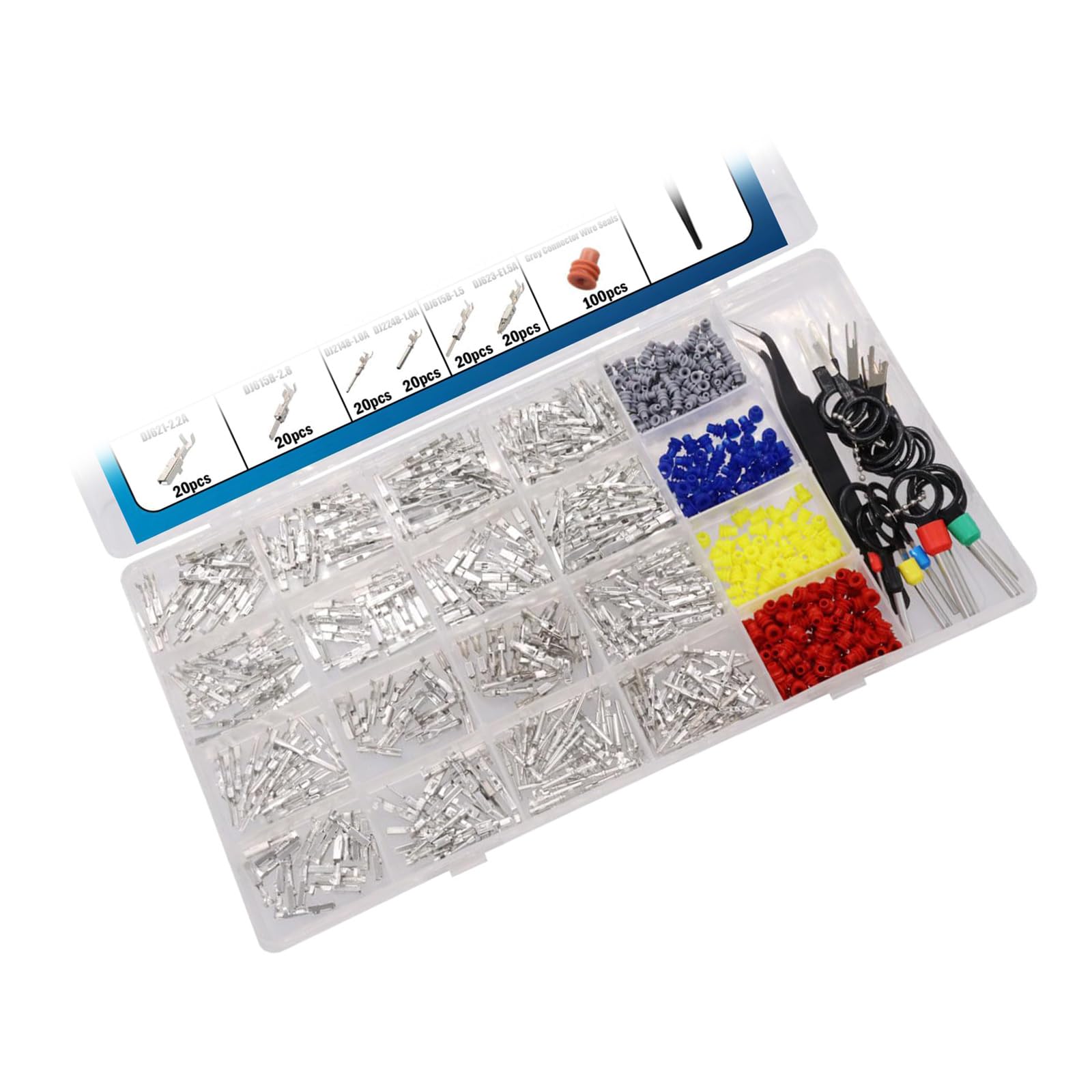 Générique 720 pièces bornes de Fil de Voiture connecteur Broche connecteur bornes à Broches 1/1, 5/1, 8/2, 2/2, 8/3, 5 mm Automobile Automobile Retrait de Prise Non isolé mâle Femelle sertissages