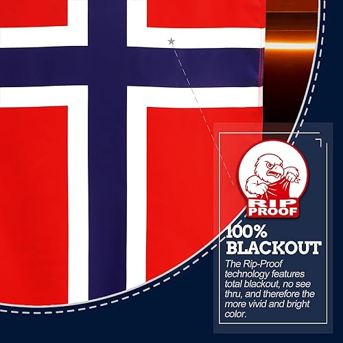 Miniatura 4 de Anley Bandera de Noruega de 3 capas de doble cara a prueba de rasgaduras de 3 x 5 pies, color vivo, cabecera de lona y resistente a las arrugas, las