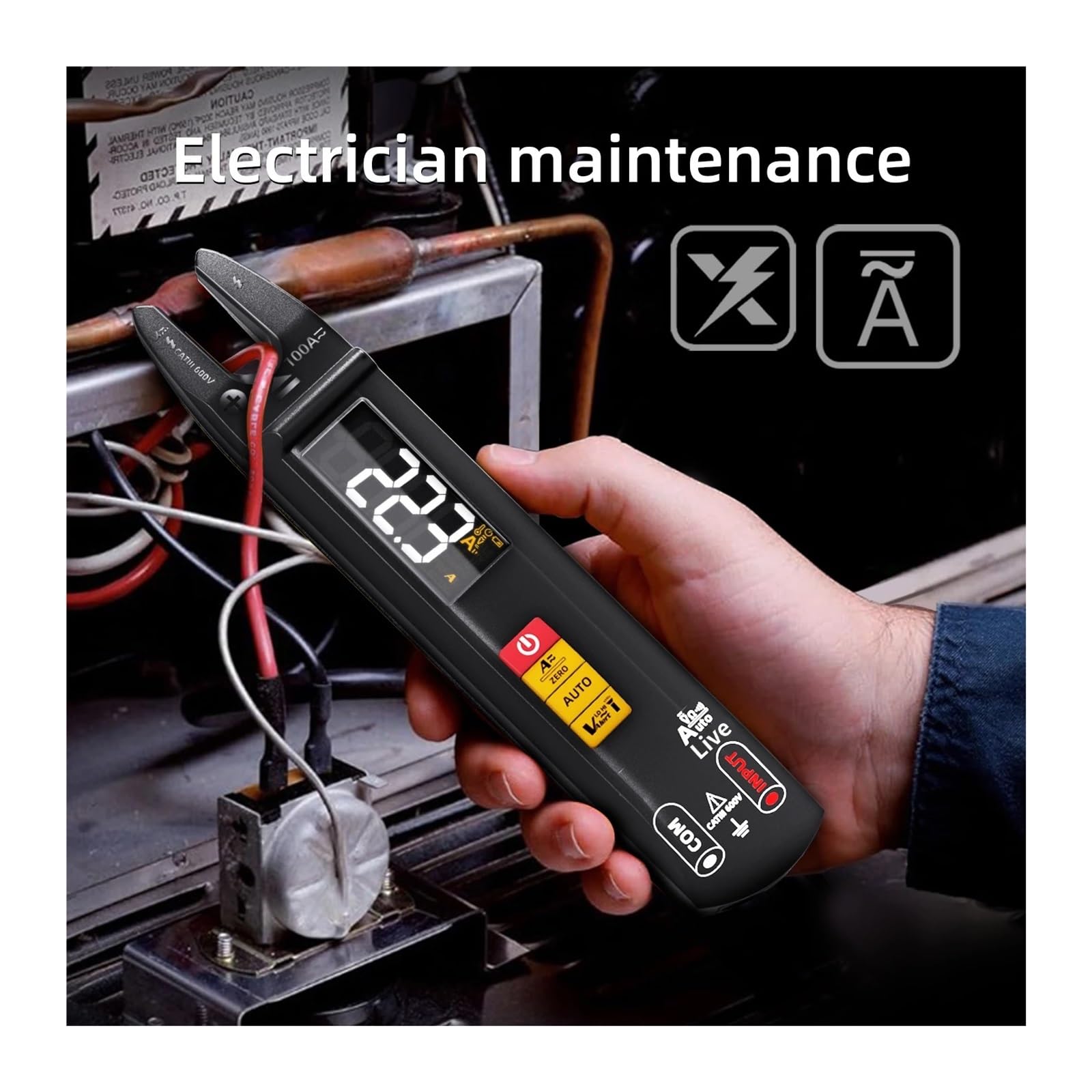 100A Pinza amperometrica digitale True RMS AC DC rilevamento NCV | Misura corrente AC DC e valori elettrici senza scollegare i circuiti per manutenzione e diagnosi(U0 Tool kits)