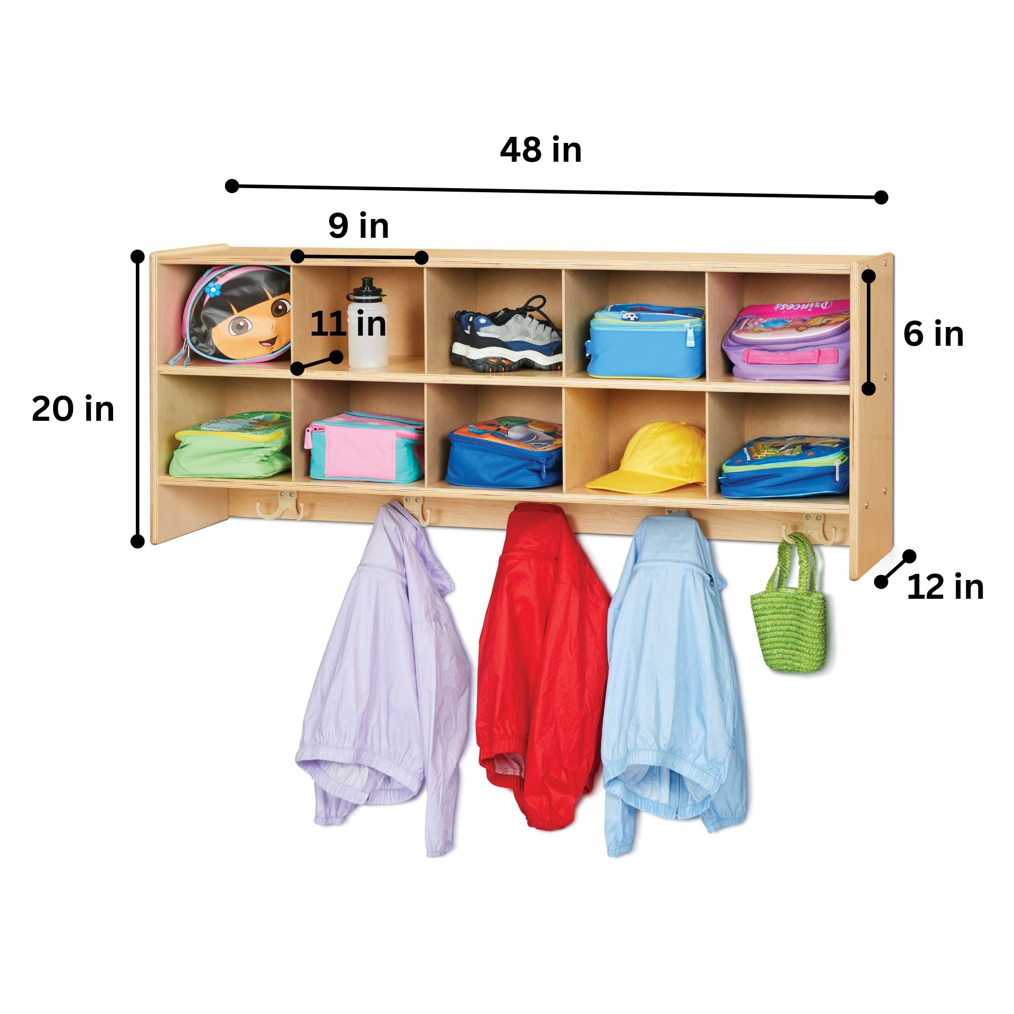Young Time Jonti-Craft 7104YT 10 Section Wall Mount Coat Locker - Kids Classroom Storage - Image 2