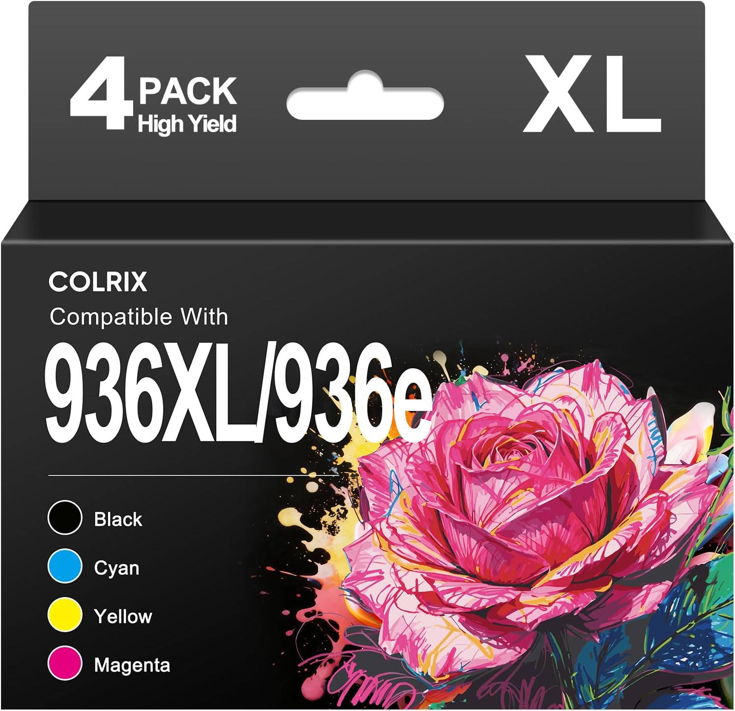 936XL Ink Cartridge Combo Pack High Yield Compatible Replacement for HP 936-XL Ink OfficeJet 9120 OfficeJet Pro 9125e 9135e 9730e 9730 Printer (4-Pack, Black, Cyan, Yellow, Magenta)