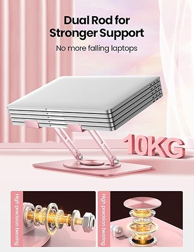 Miniatura 4 de Vaydeer Soporte ajustable para computadora de escritorio, soporte elevador de computadora con base de rotación libre de 360 y diseño plegable,