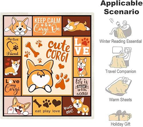 Miniatura 3 de Regalos de Corgi para los amantes de Corgi, manta de dibujos animados de perro Corgi, regalo para niños, niñas, adultos, amantes de Corgi, linda