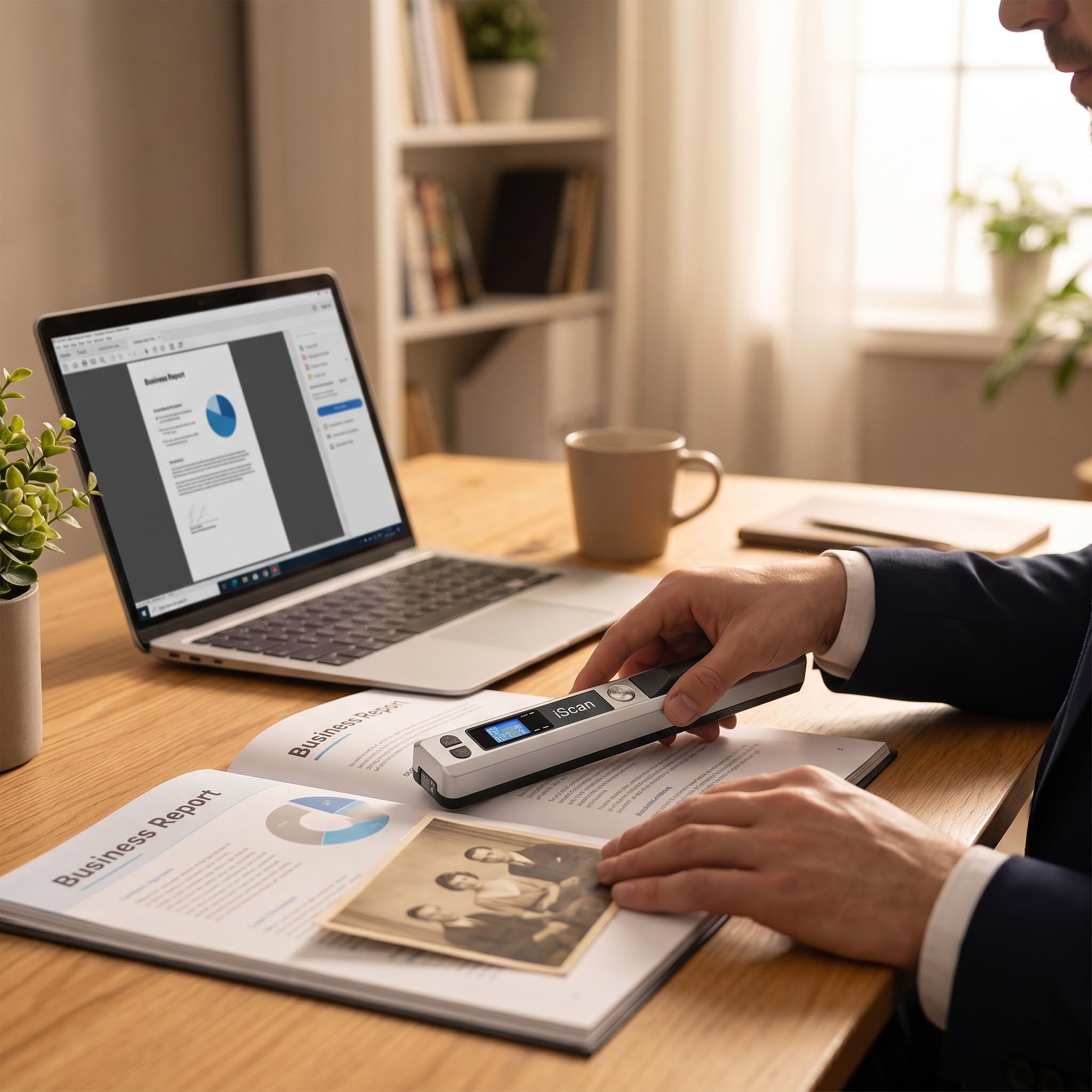 Scanner Portable Professionnel Idéal pour la Numérisation de Documents Photos A4 Reçus Livres avec 3 Modes de Résolution Format JPG PDF Argent