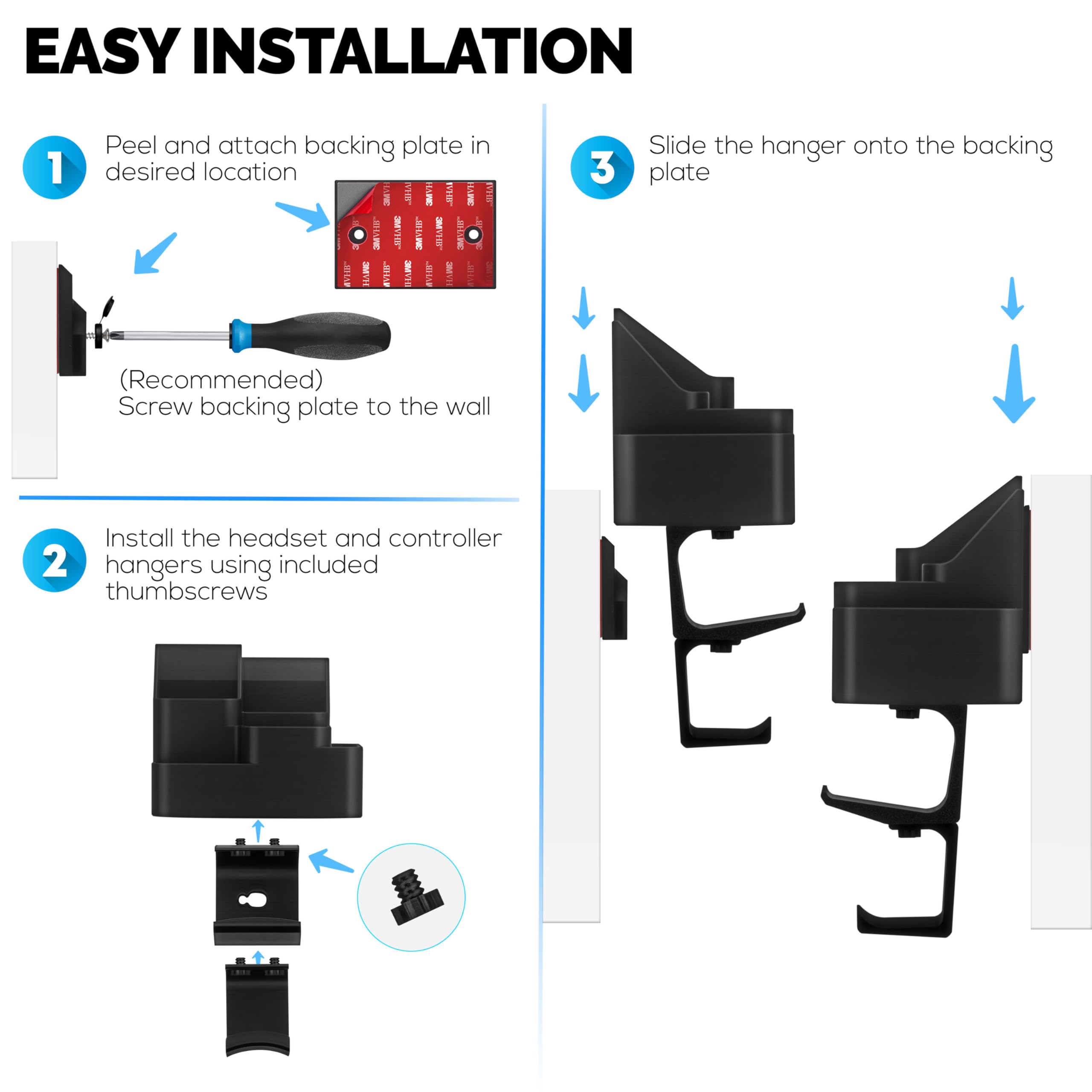 BRAINWAVZ Organizer da parete per telecomandi e videogiochi, supporto per telecomandi/mobile con ganci rimovibili per cuffie e controller – Adatto per PS5, Xbox, TV e telecomandi in streaming