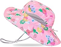 Vista 15 de Sombrero de sol para niñas de 2 a 8 años de malla con protección UV, sombrero de playa plegable para niñas de 2 a 8 años