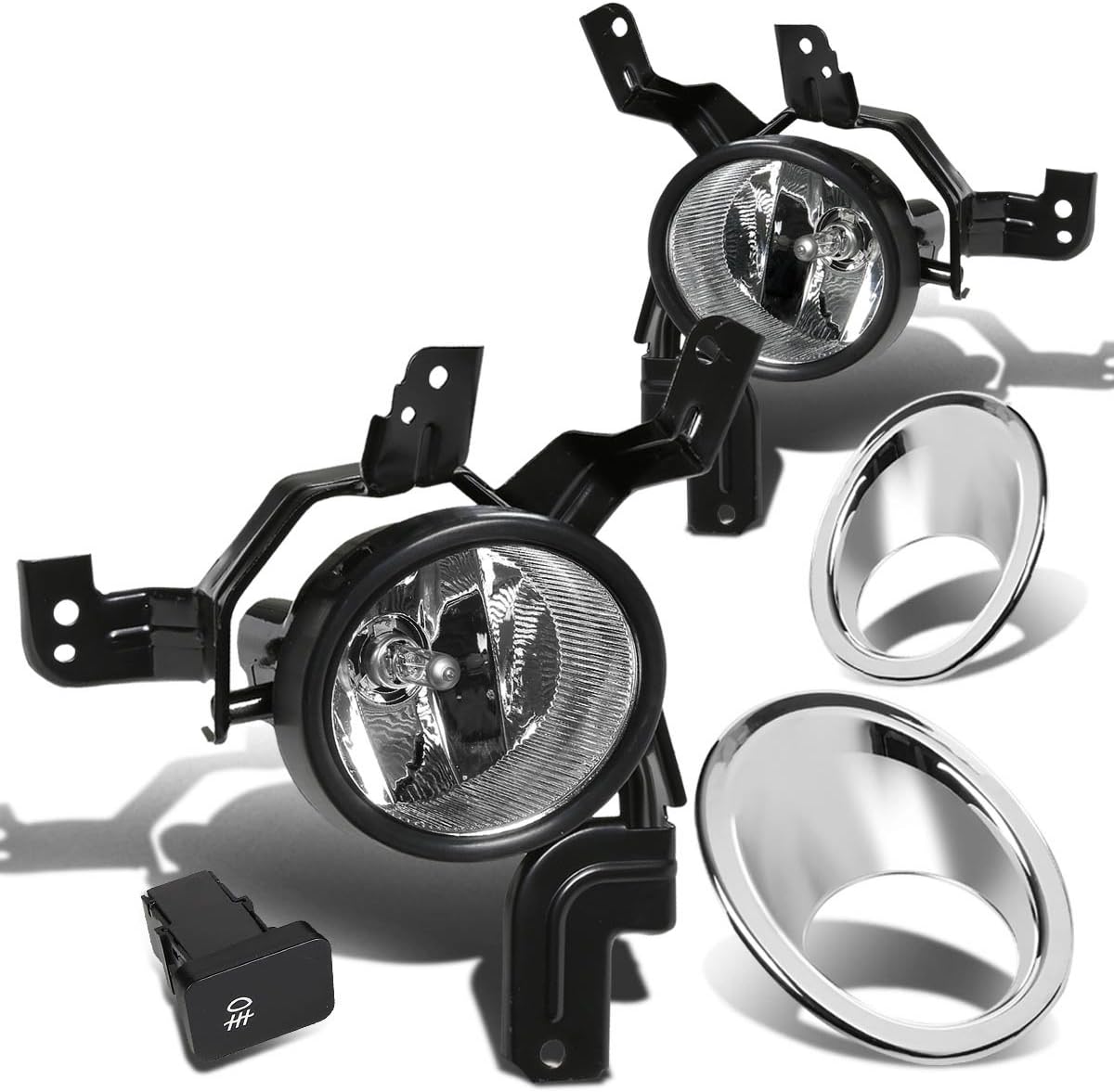 Auto Dynasty Fog Lights Assembly Compatible with 2007-2009 Honda CRV Front Bumper Driving Fog Lamps w/Switch and Bezel, Driver and Passenger Side, Clear Lens