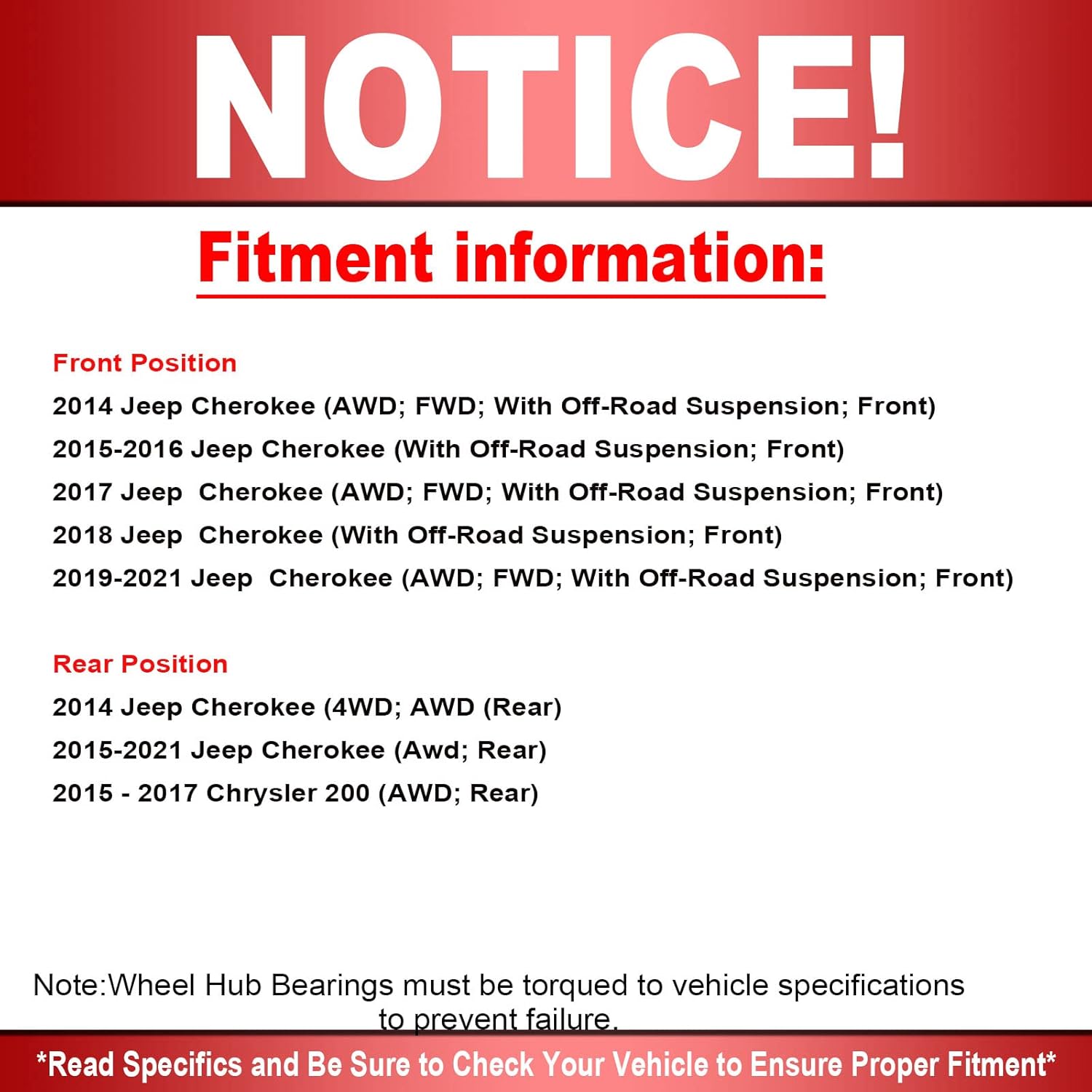 MotorbyMotor 512513 Front Wheel Bearing and Hub Assembly with ABS Fits for Jeep Cherokee, Chrysler 200 Low-Runout OE Replacement Hub Bearing