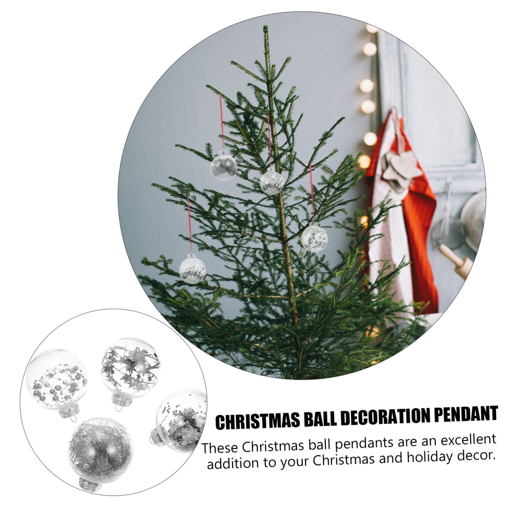 Zerodeko 1 Caja Colgante Bola de Navidad Colgantes de árbol de Navidad con Purpurina Decoraciones de Ceremonia de Boda Cafeteria Colgantes navideños Decoraciones de Boda Ornamento Decorar