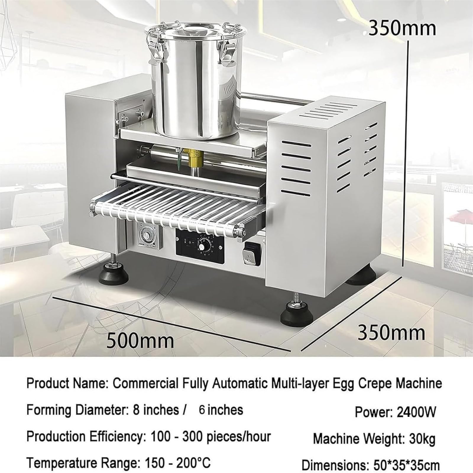 Macchina Professionale Automatica per La Preparazione di Torte Mille Crepe, Macchina per Sfoglie di Uova a Mille Strati da 6/8 Pollici, Macchina per Sfoglie di Uova 8in
