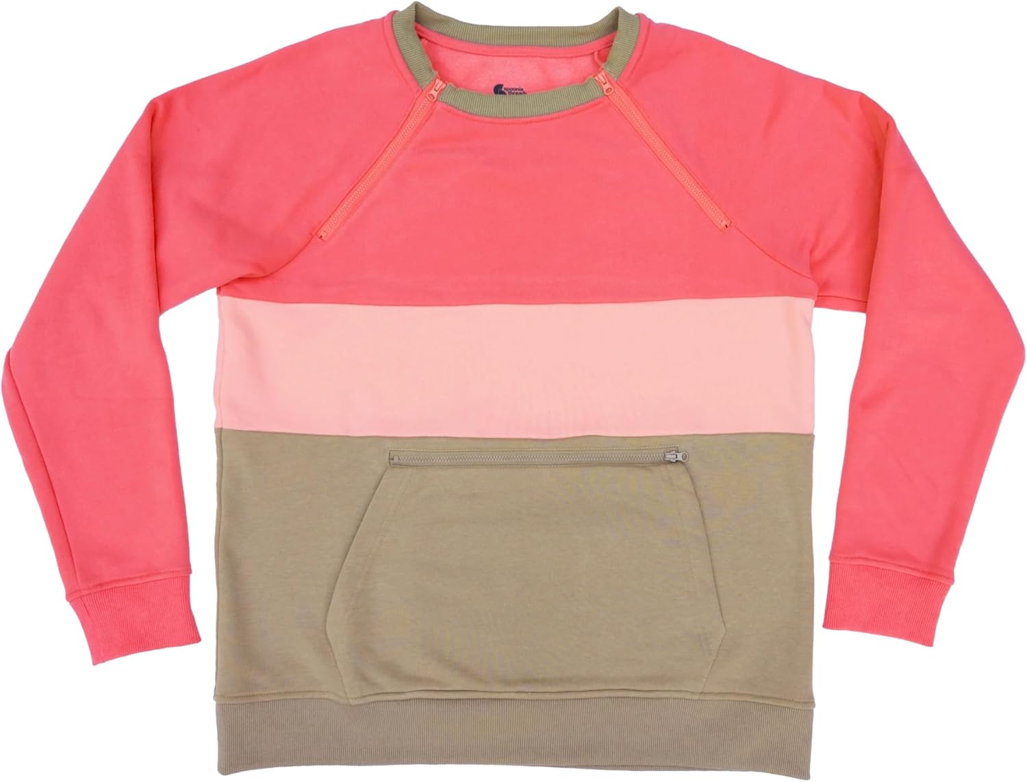 Spoonie Threads Denim Colorblock Adult Zip Access Crewneck Sweatshirt