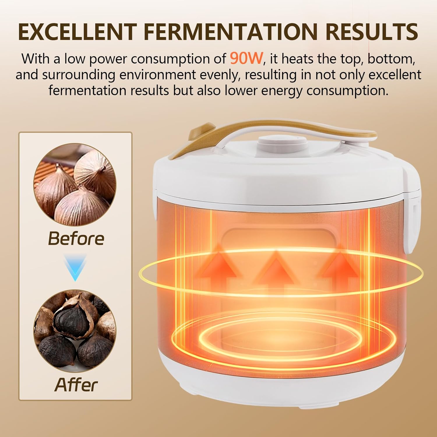 6L Black Garlic Fermenter 90W Automatic Intelligent Fermentation Box with Inner Pot and Garlic Shelf, 7-12 Days Black Garlic Sweet Rice Wine Maker Natto Yogurt Fermentation Pot 110V 60HZ