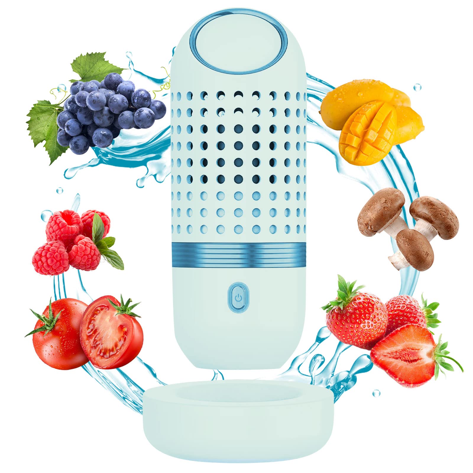 Fruit and Vegetable Cleaner Device, Portable Fruit Vegetable Washing Machine Easy to Use Kithchen Wireless Charging Gadgets Fruit Purifier for Cleaning Fruits, Vegetables, Meat and Tableware (Blue)
