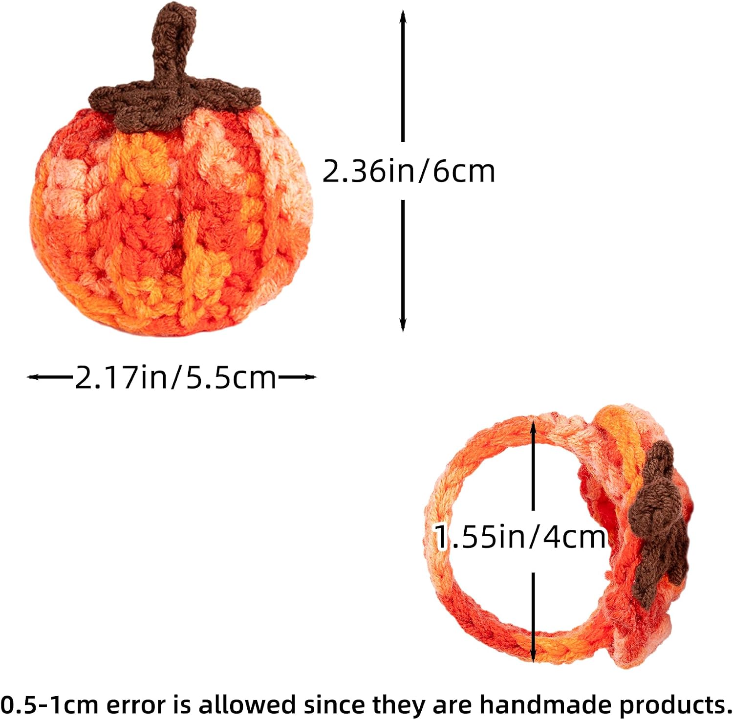 Set of 6 Pumpkin Napkin Rings, Fall Napkin Rings Thanksgiving Halloween Napkin Ring Holder, Handcrafted Crochet Napkin Holders for Thanksgiving Dinner Table Décor (6, Gradient) image 2