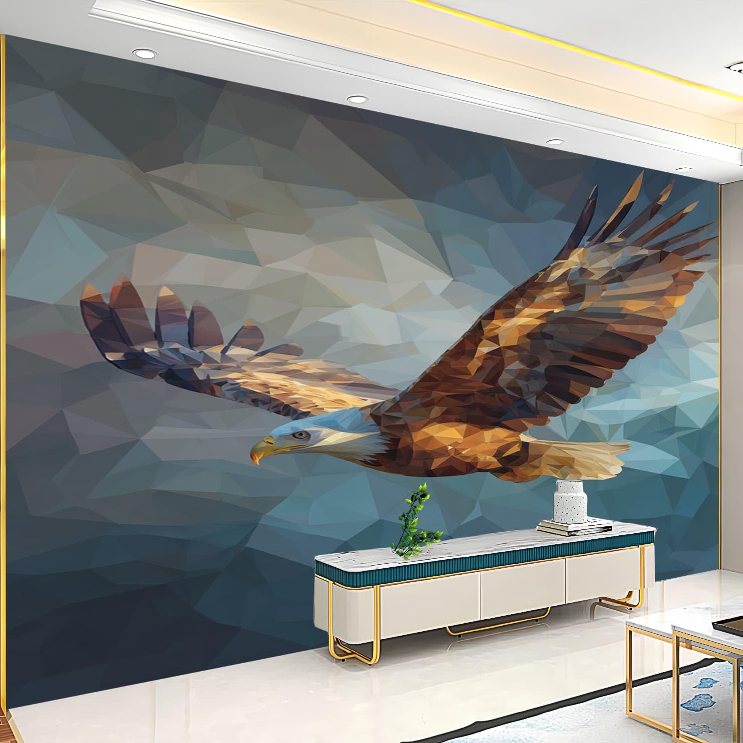 Kreatywna panoramiczna tapeta 300 x 210 cm motyw orła zwierząt usuwalne naklejki ścienne niebieskie naklejki ścienne naklejki ścienne pokój dziecięcy tło ściany