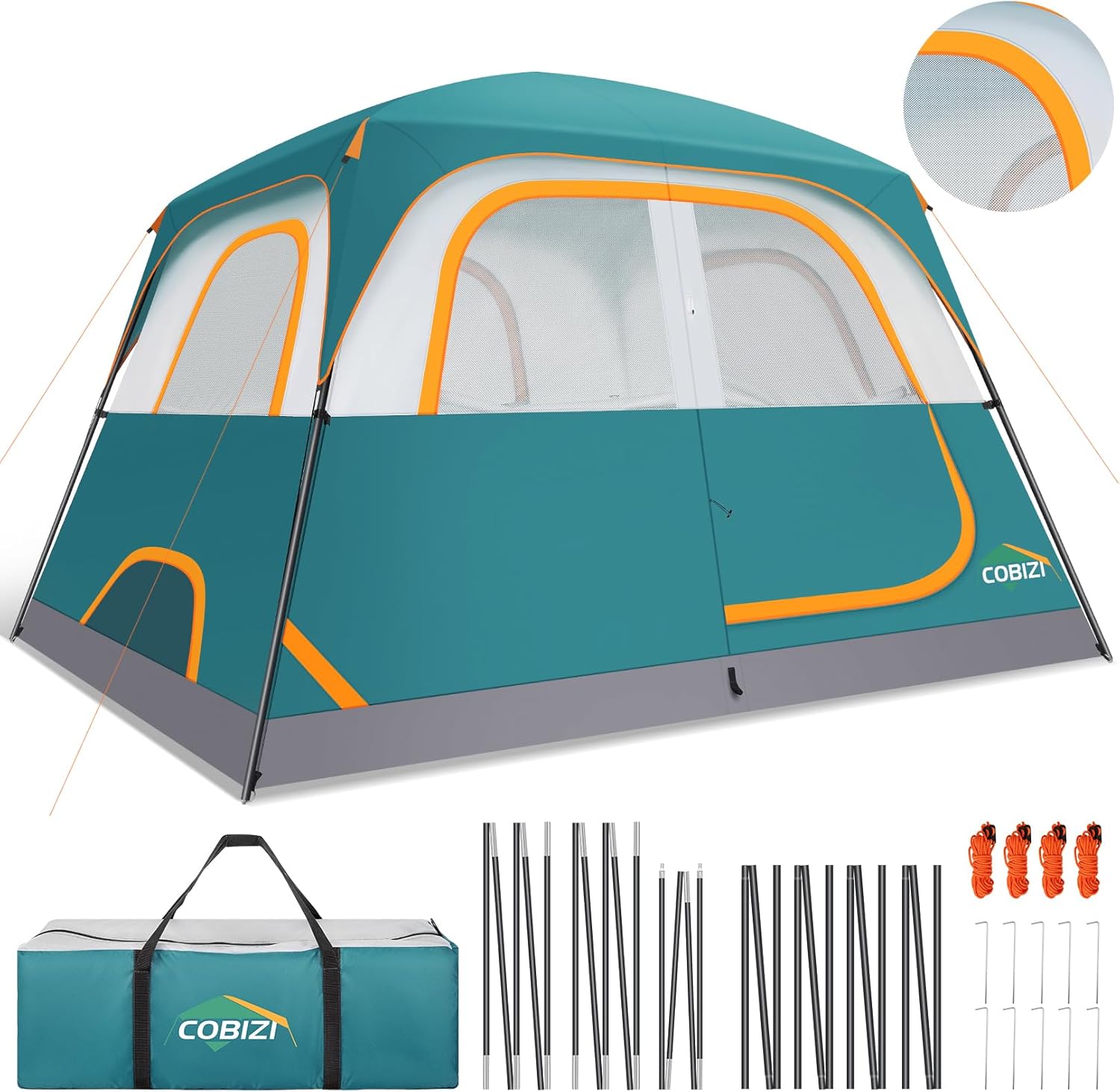 COBIZI 4-6-8-10 Person Camping Tent, Spacious Family Tents for Camping Ideal, Hiking, 3500mm Waterproof Double-Layer Windproof Tent for Hiking & Backpacking