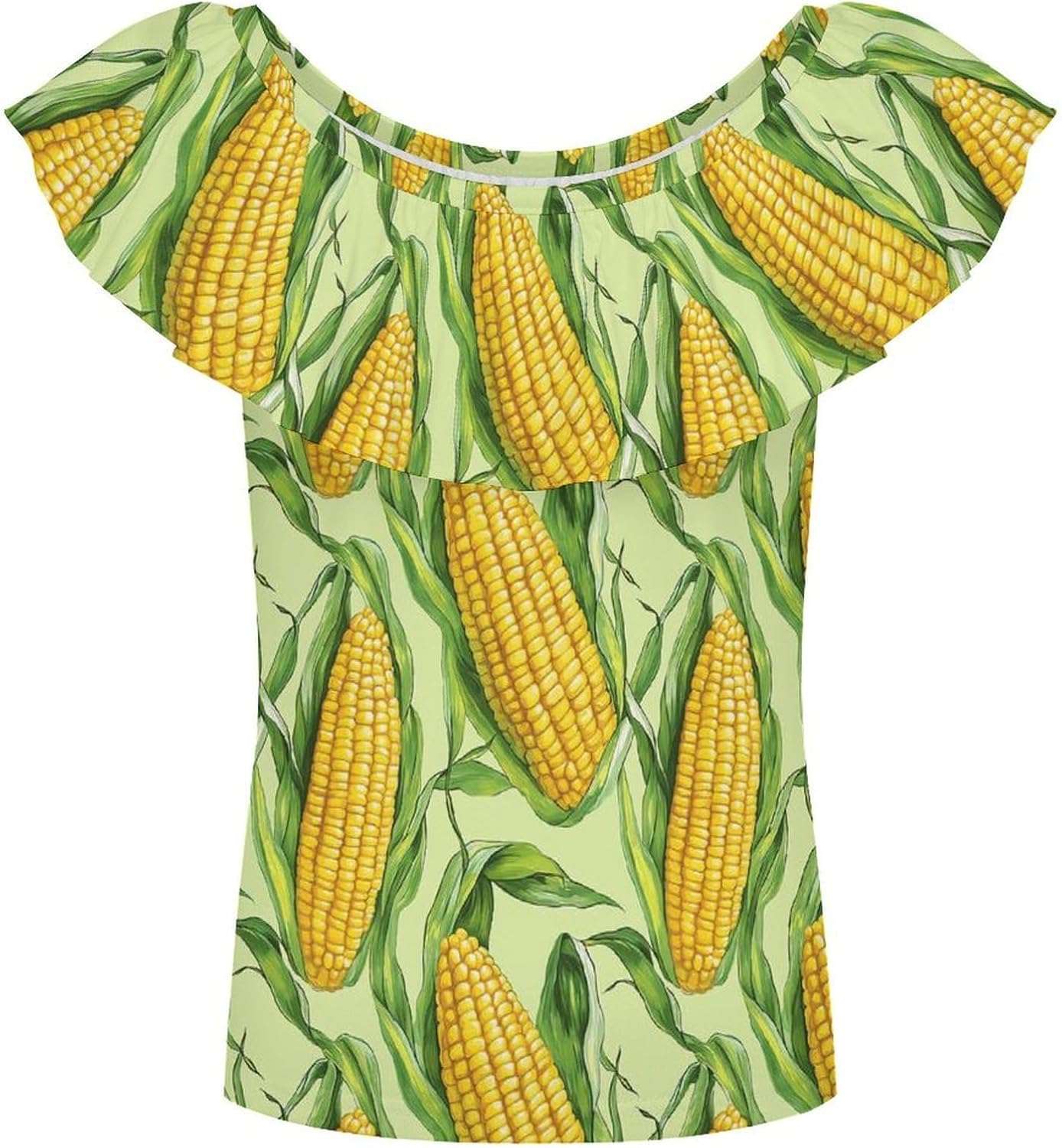 Fresh Corn On The Cob Girls T-Shirts Top Ruffle Short Sleeve Blouse Casual Graphic Tees