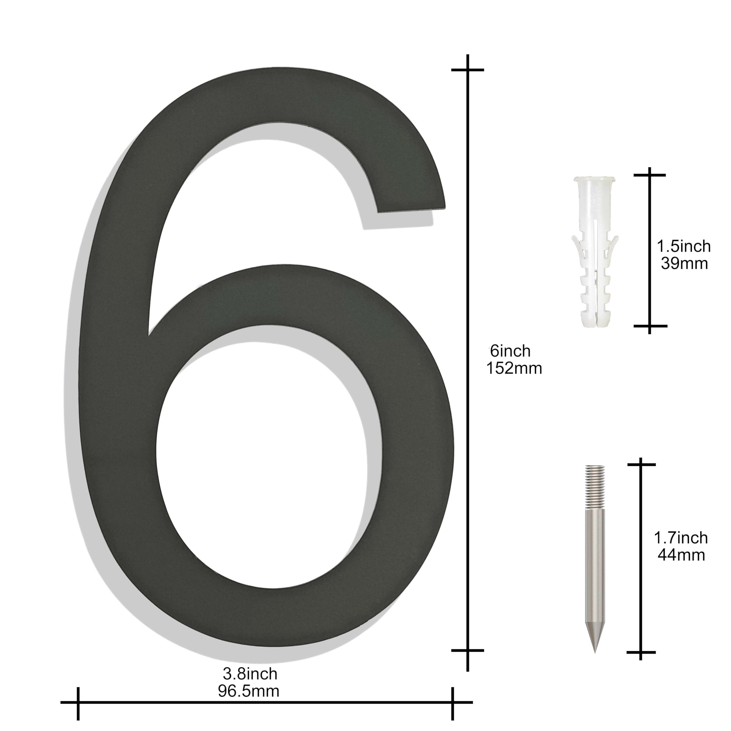 Ywonoby Large Brushed Stainless Steel House Numbers, Modern Floating Black Grey Door Numbers, Address Plaque - Image 3