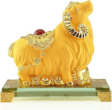 Large Size Chinese Zodiac Golden Goat Resin Collectible Figurines Table Decor Statue