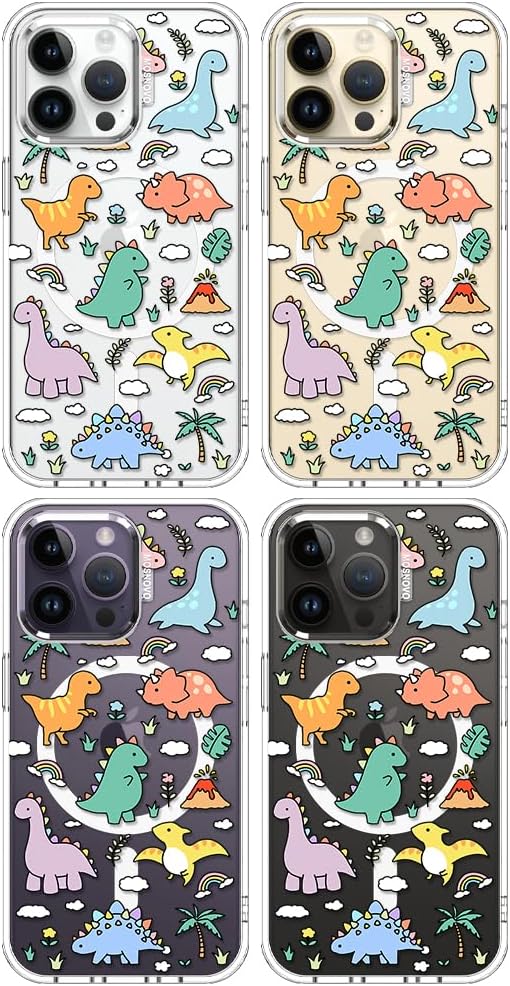 MOSNOVO Case for iPhone 14 Pro Max, [Compatible with Magsafe] [Buffertech 6.6ft Military-Grade Drop Protection] [Anti Peel Off Tech] Clear Phone Case Design - Dinosaur Land - Image 3