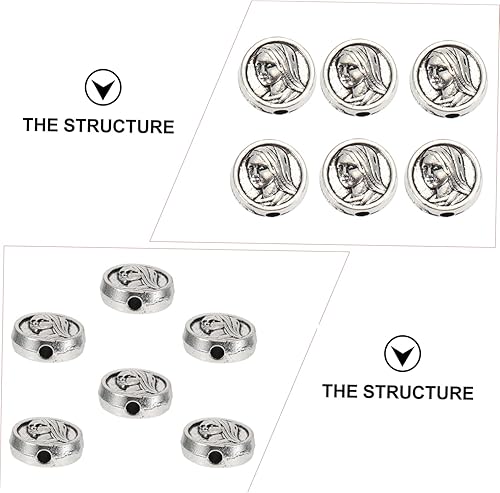 Miniatura 5 de 50 cuentas espaciadoras con cuentas de Virgen María, dije sagrado con cruz y Jesús, cuentas de oración cristiana, cuentas para hacer joyas, cuentas