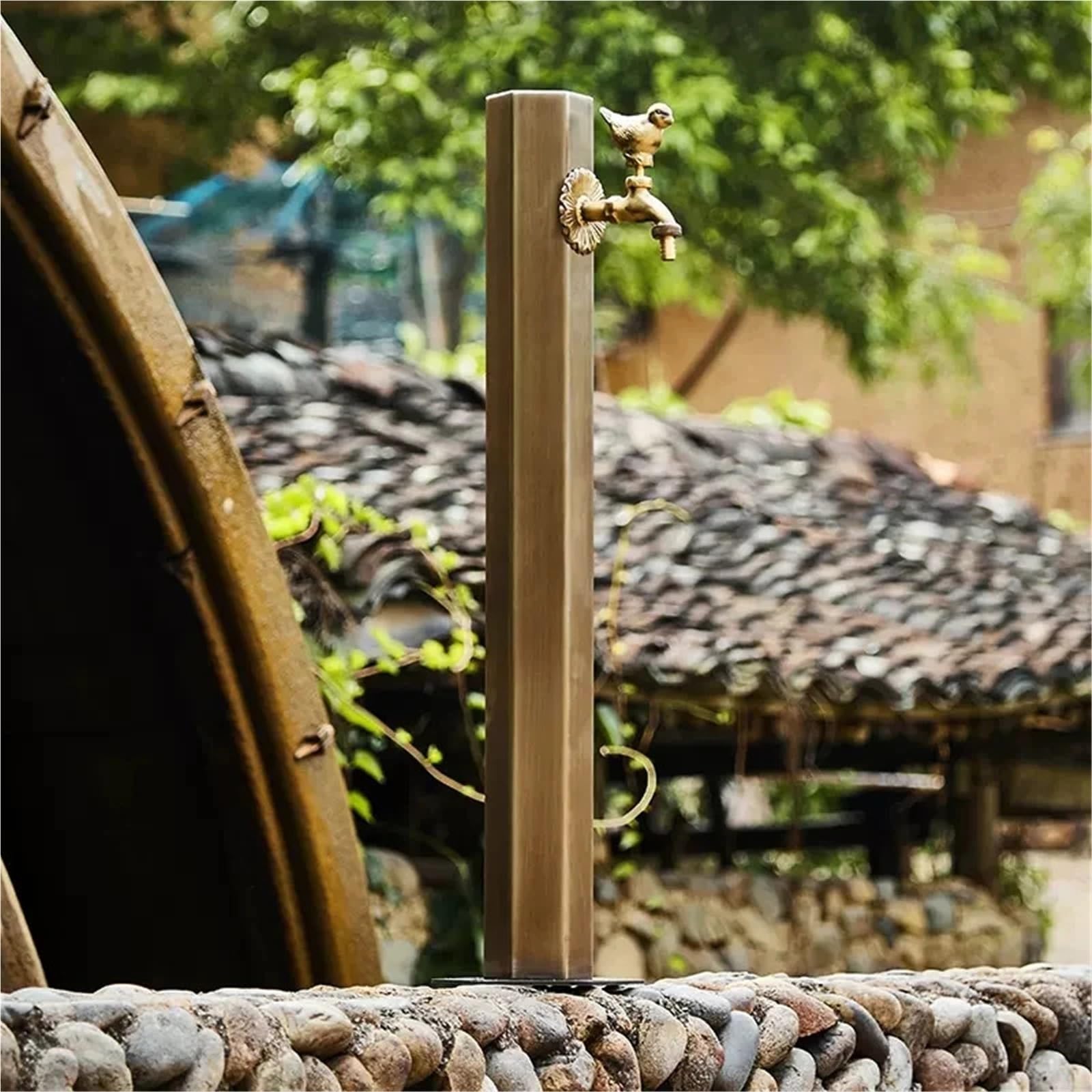 Wasserhähne im Freien Garten-Wasserhahn, Bodenbelag, for den Außenbereich, Edelstahl, Messingmaterial, Wasserhahn, Anti-Kaltwasch-Bearbeitungsset(Style01)