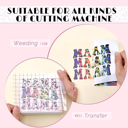 Miniatura 74 de Tintnut Vinilo permanente – 10 hojas de 12 x 10 pulgadas, hojas de vinilo adhesivo permanente de leopardo arcoíris, vinilo adhesivo permanente