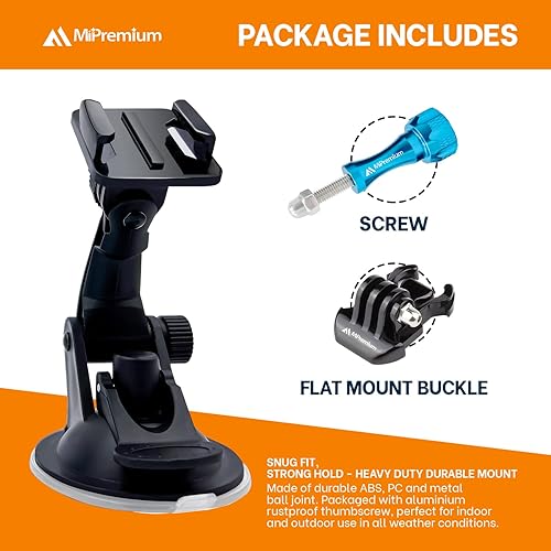 Miniatura 4 de MiPremium Soporte de ventosa para GoPro Hero 1312111098765433+2 GoPro Max, Hero+, sesión y otras cámaras de acción para parabrisas de automóvil y