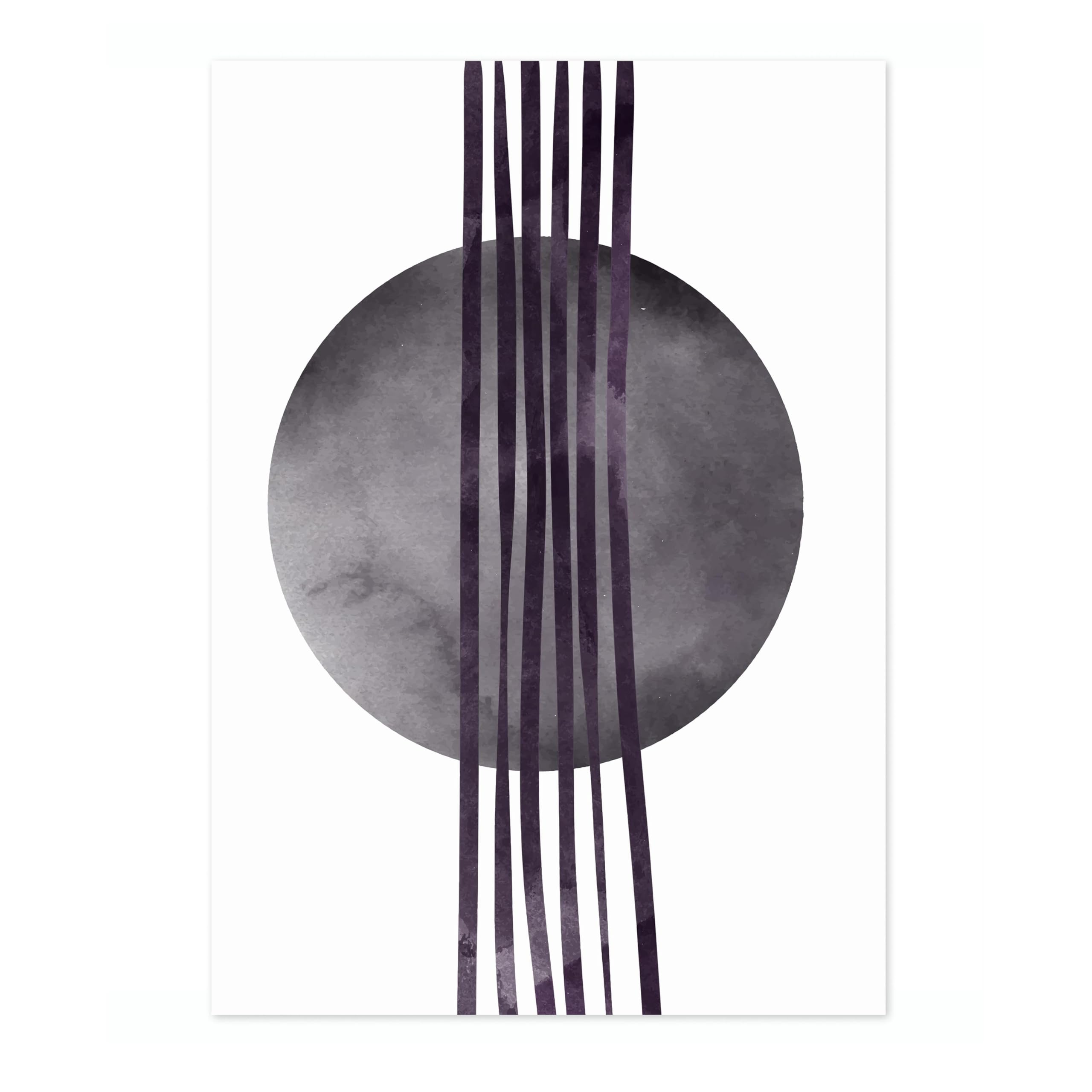 Circle Obscured By Lines Black And White Abstract Poster, Geometric Minimalist Wall Art Print, Boho Home Decor Modern Living Room Artwork, Archival Matte, A3 (Print Only) - 42x29.7cm โ image 1