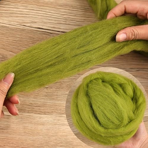 Vista 140 de 3.53 oz lana Roving, suministros de fieltro de lana, lana pura, hilo grueso, hilado de lana giratoria para fieltro de aguja, fieltro húmedo, Blanco