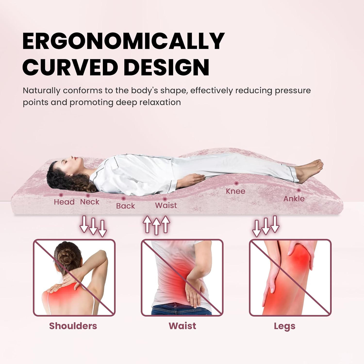 Lash Bed Foam Topper, Massage Table Memory Foam Mattress Topper, Ergonomic Curved Lash Bed Cushion for Beauty Salon