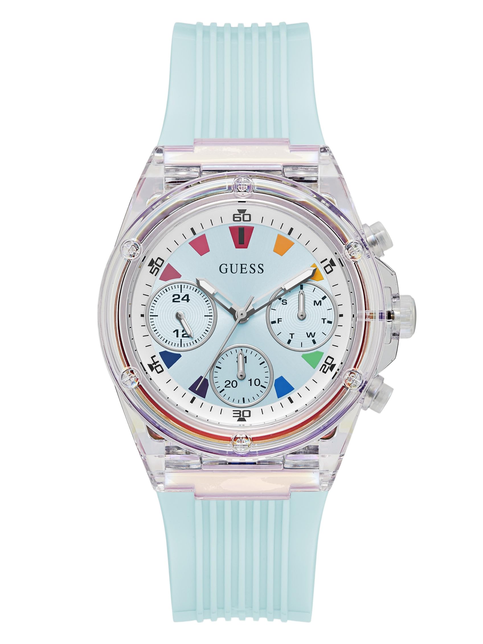 GUESS Damen Armbanduhr Chronograph Athena hellblau 39 mm GW0438L8