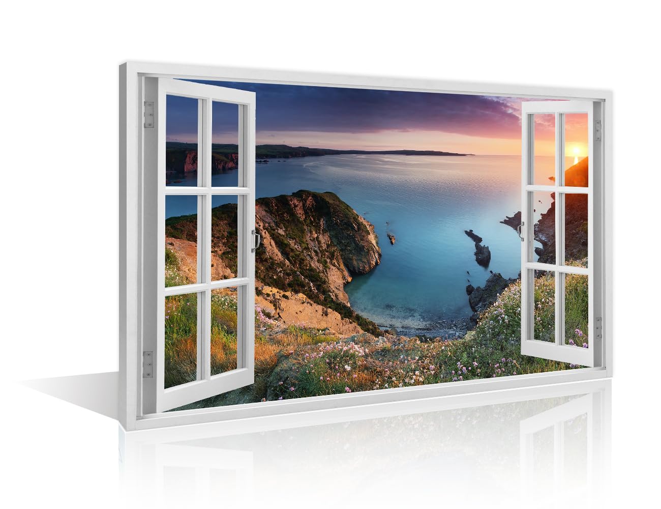 TISHIRON Living Room Wall Decor Pembrokeshire Coast Canvas Wall Art Sunset Landscape Home Decorations 1 Panel Wall Art for Living Room Modern Artwork Framed and Stretched Ready to Hang (24''Wx 36''H) — image 1