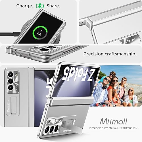 Miniatura 7 de Miimall Funda delgada para Samsung Galaxy Z Fold 5 con protección de bisagra, protector de pantalla y soporte, funda rígida ultra fina y ligera para