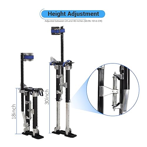 Miniatura 8 de Zancos para paneles de yeso de 24 a 40 pulgadas, ajustable, de aluminio, pilotes de trabajo de aluminio ligero con rodilleras, protección para