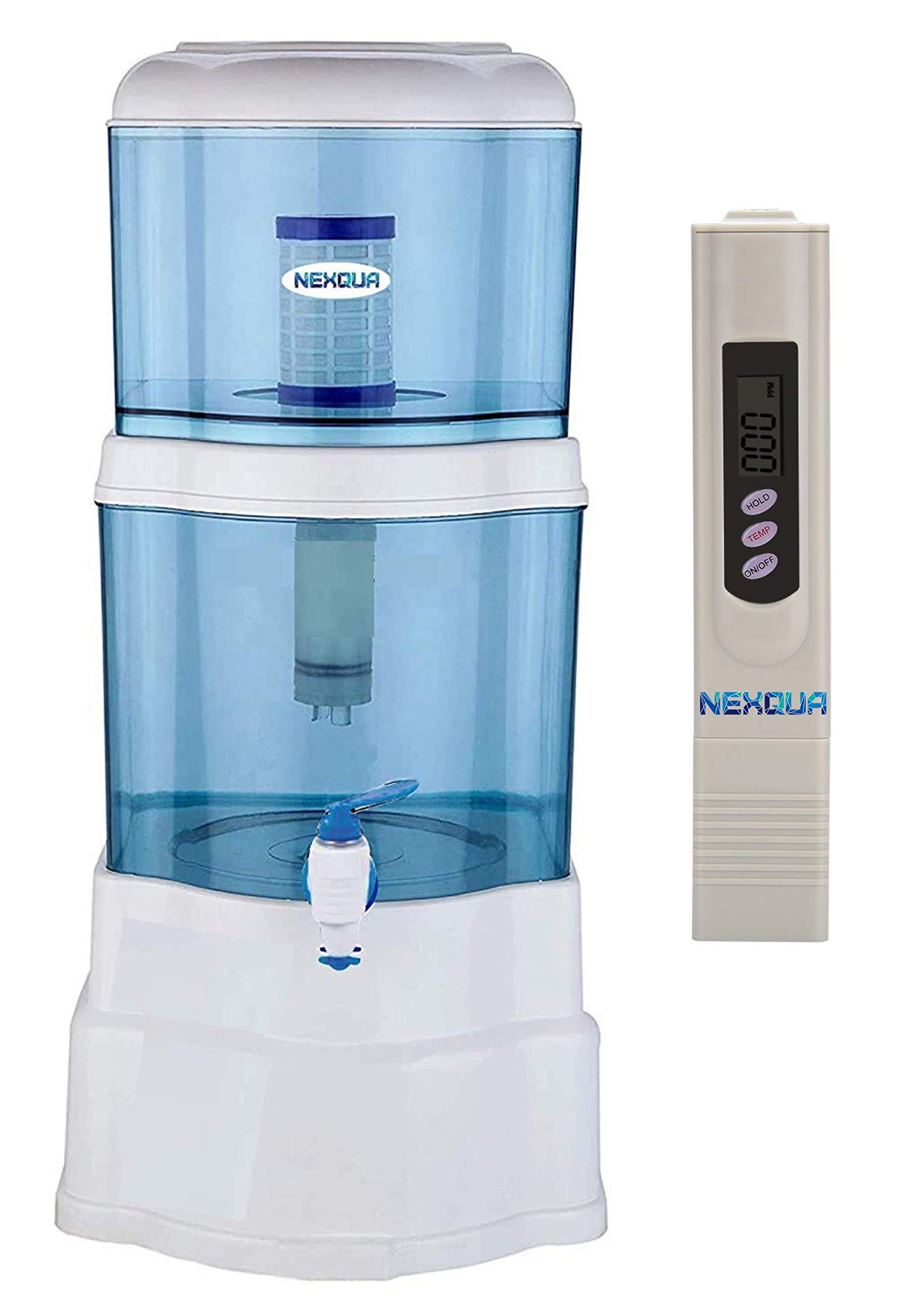 NEXQUA Dew Non-Electric Ultra Filtration (UF) Based Gravity Water Filter and Purifier With 14 Litre (7+7 Litre Combined) Storage and Plastic Tap (UF Gravity) (UF Gravity + TDS Meter)