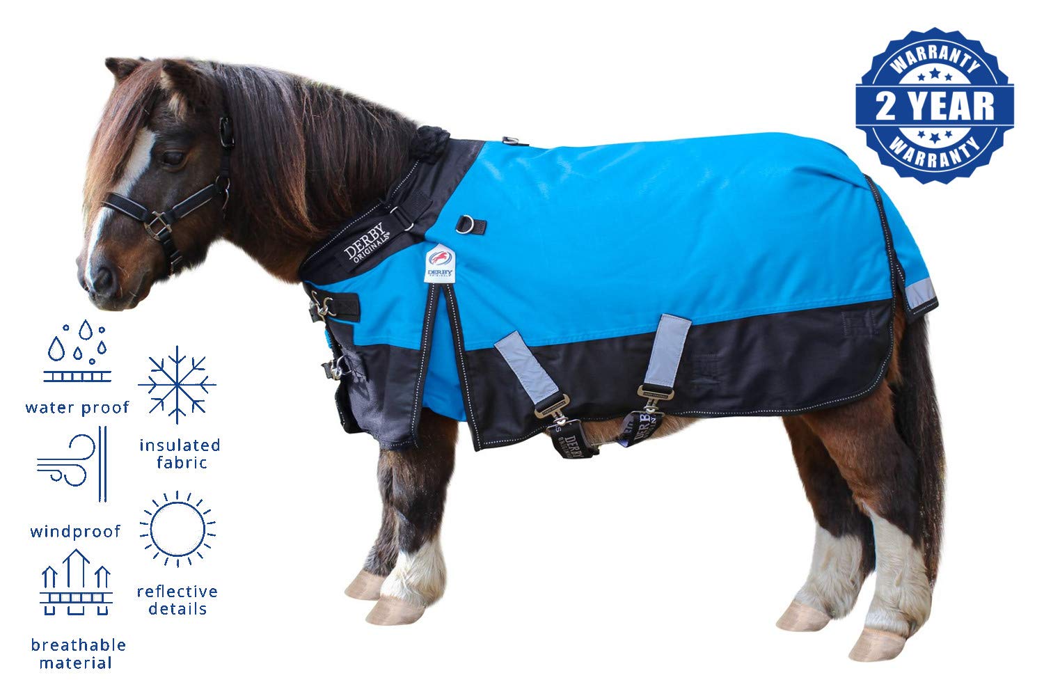 Derby Originals Nordic-Tough - Coperta per cavallo e pony, 1200 denari, impermeabile, riflettente, isolamento da 300 g, design a triplo strato, fodera 210T, garanzia di 2 anni