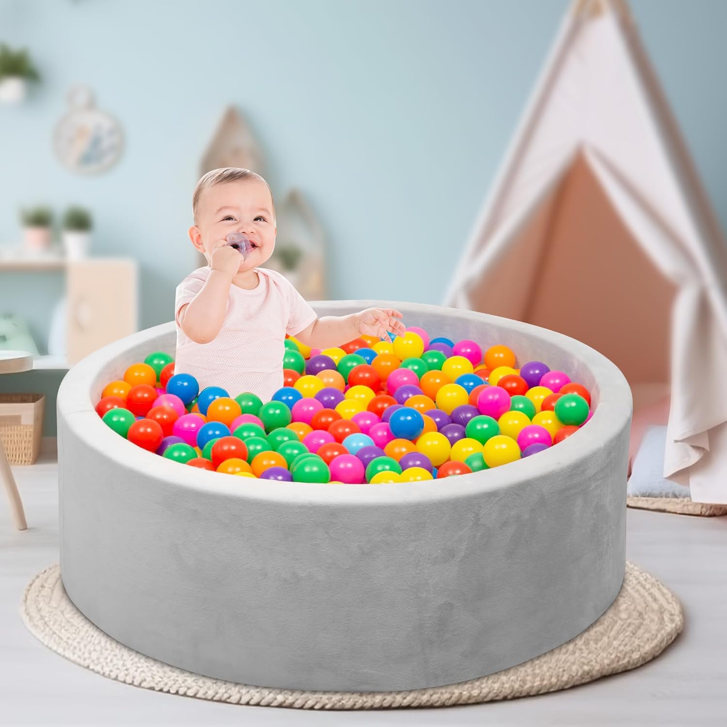 Ball Pits Balls 500 Soft Plastic Pool Balls for Baby, BPA-Free Play Balls for Kids, Non-Toxic, Crush-Proof Colorful Playpen for Toddlers, Baby Pool Water Toys, Ball Pits Play Tent and Pet Dogs