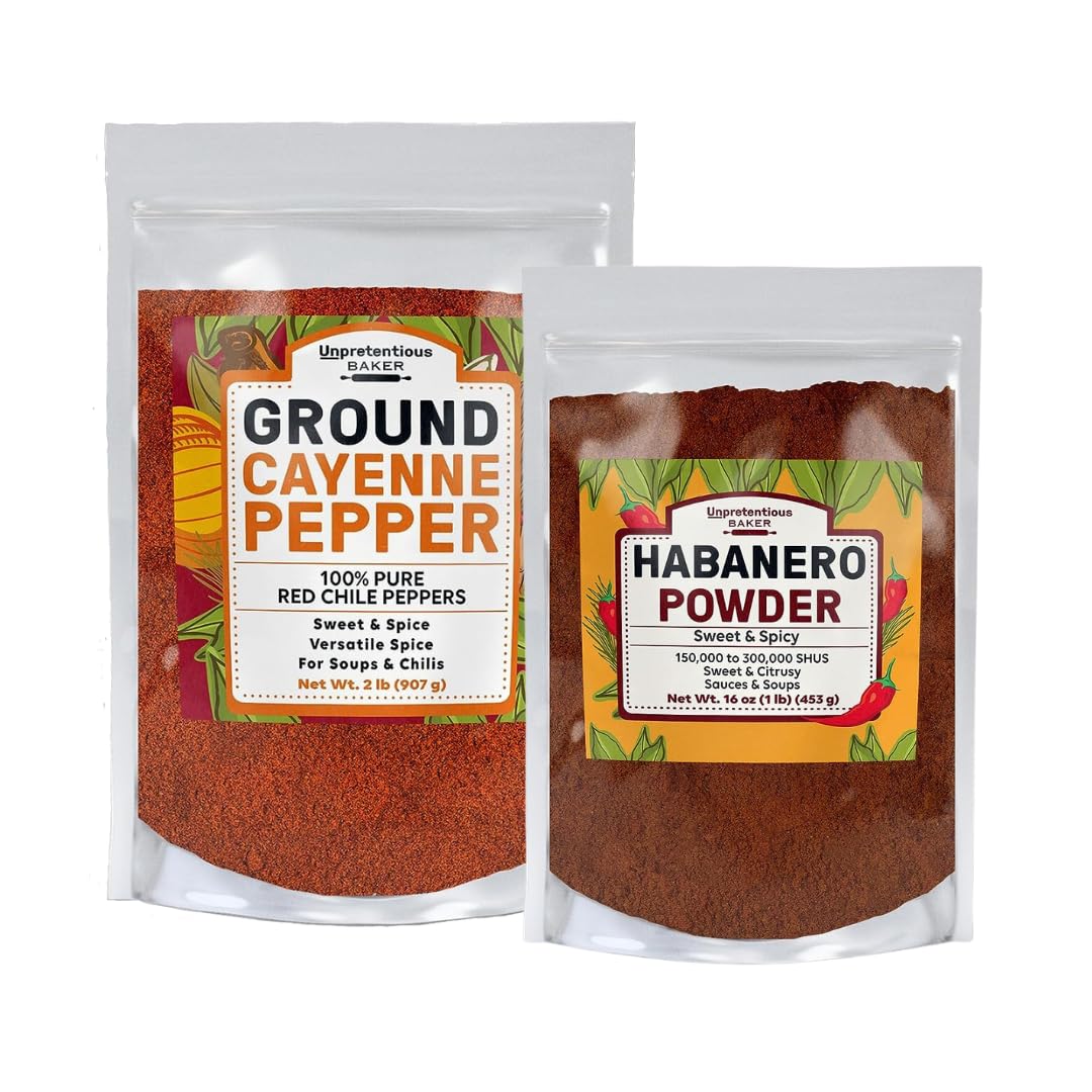 Unpretentious Cayenne Pepper Ground and Habanero Powder Bundle, Various Sizes, Spicy Flavors, Tacos & Sauces