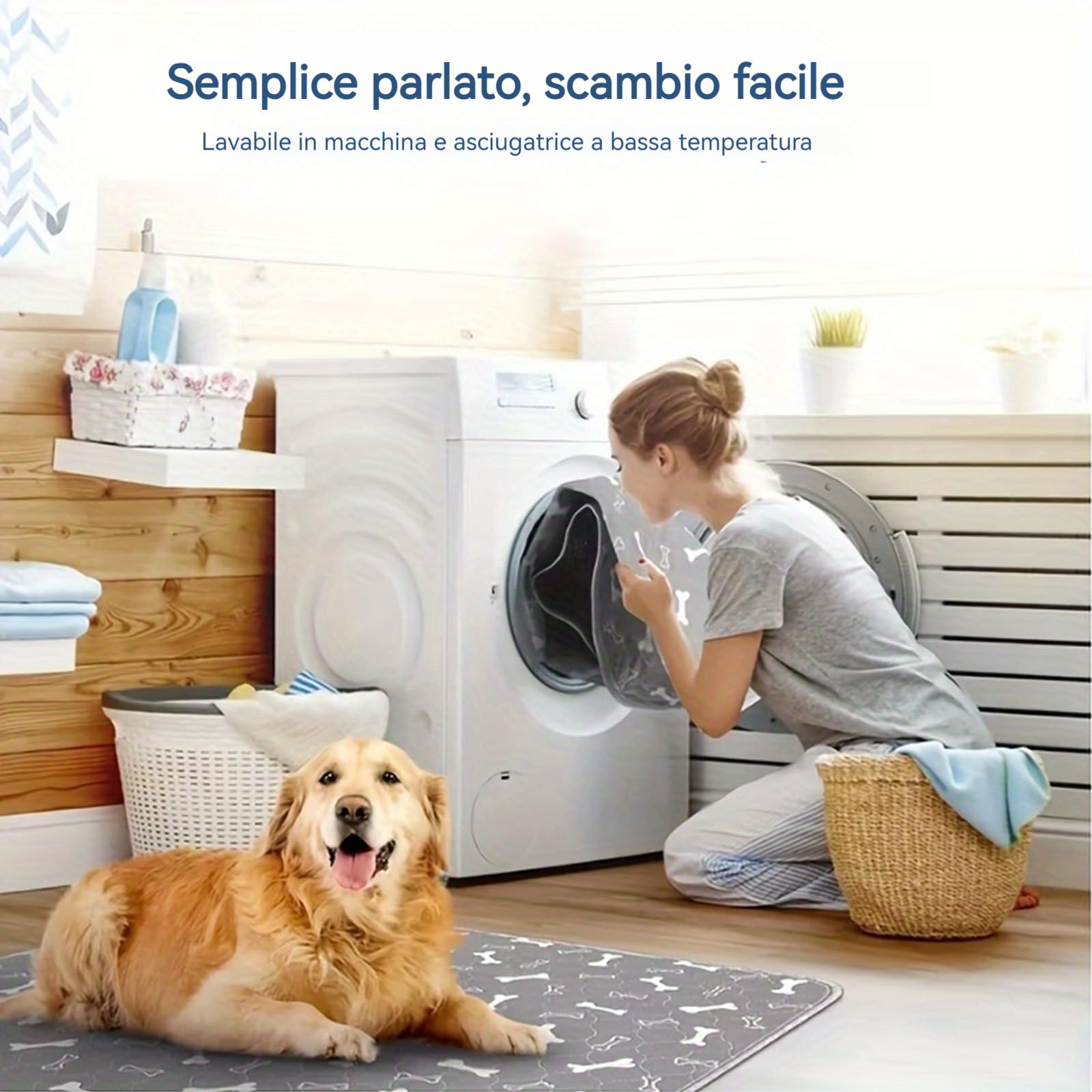 Tappetino Igienico, Assorbente e Lavabile per Cani e Cuccioli, Protezione a 4 Strati Contro le Perdite, Tappetino Cane Pipì, Traversine Lavabili per Cani, Riutilizzabile (80*90CM,GREY*2)