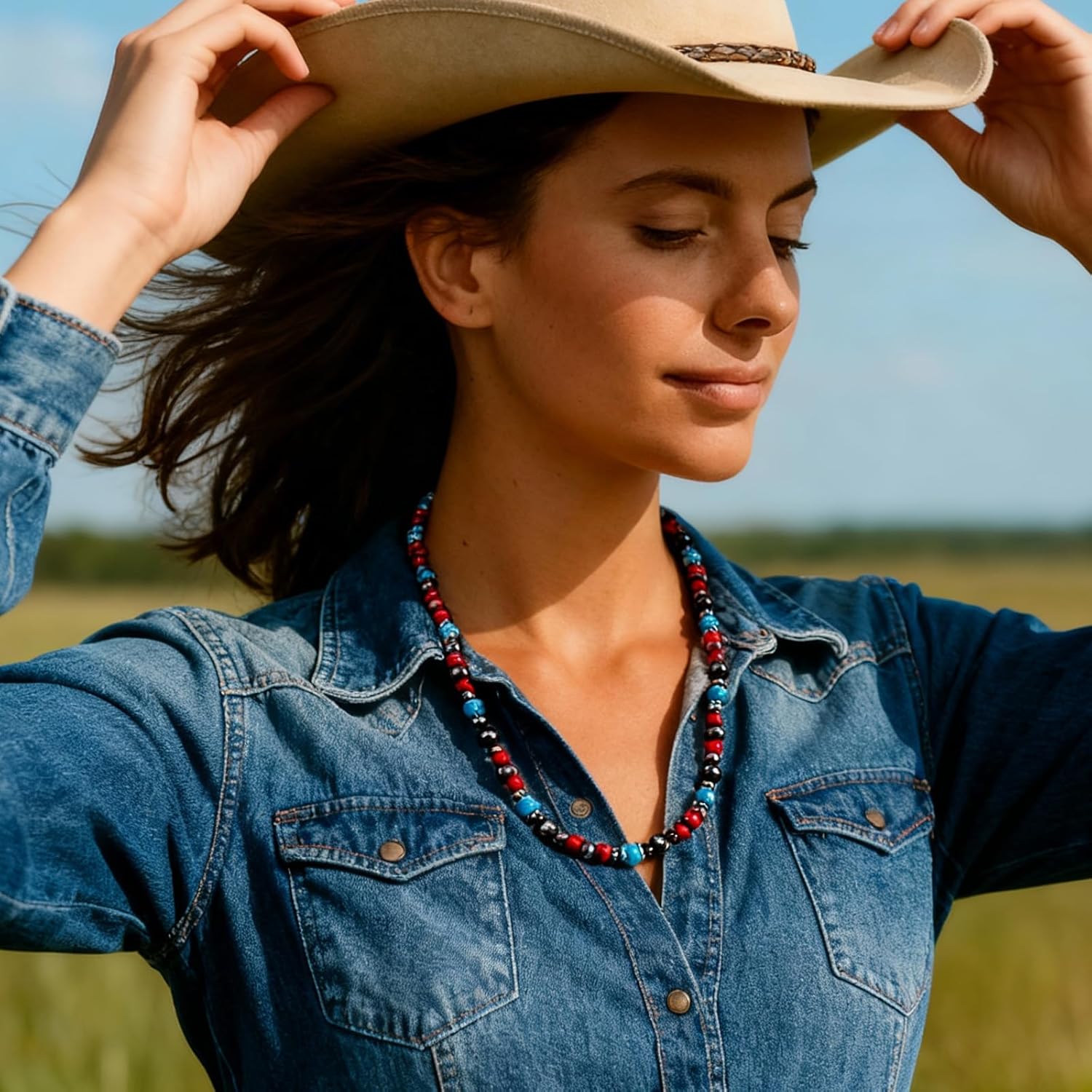 Navajo Pearl Necklace Red Western Jewelry for Women Turquoise Beaded Necklaces Black Choker Necklace Trend Stuff Jewelry - Image 2