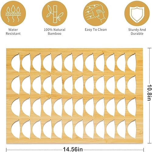 Miniatura 3 de MinBoo Bandeja de bambú para guardar cápsulas de café, organizador de cajón con capacidad para 40 cápsulas, compatible con cápsulas de café,