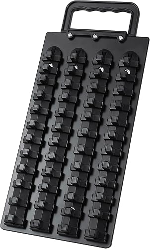 Organizador de enchufes portátil de 48 piezas, bandeja de acero con asa, kit de soporte de enchufe resistente, clips negros de 38 pulgadas (1