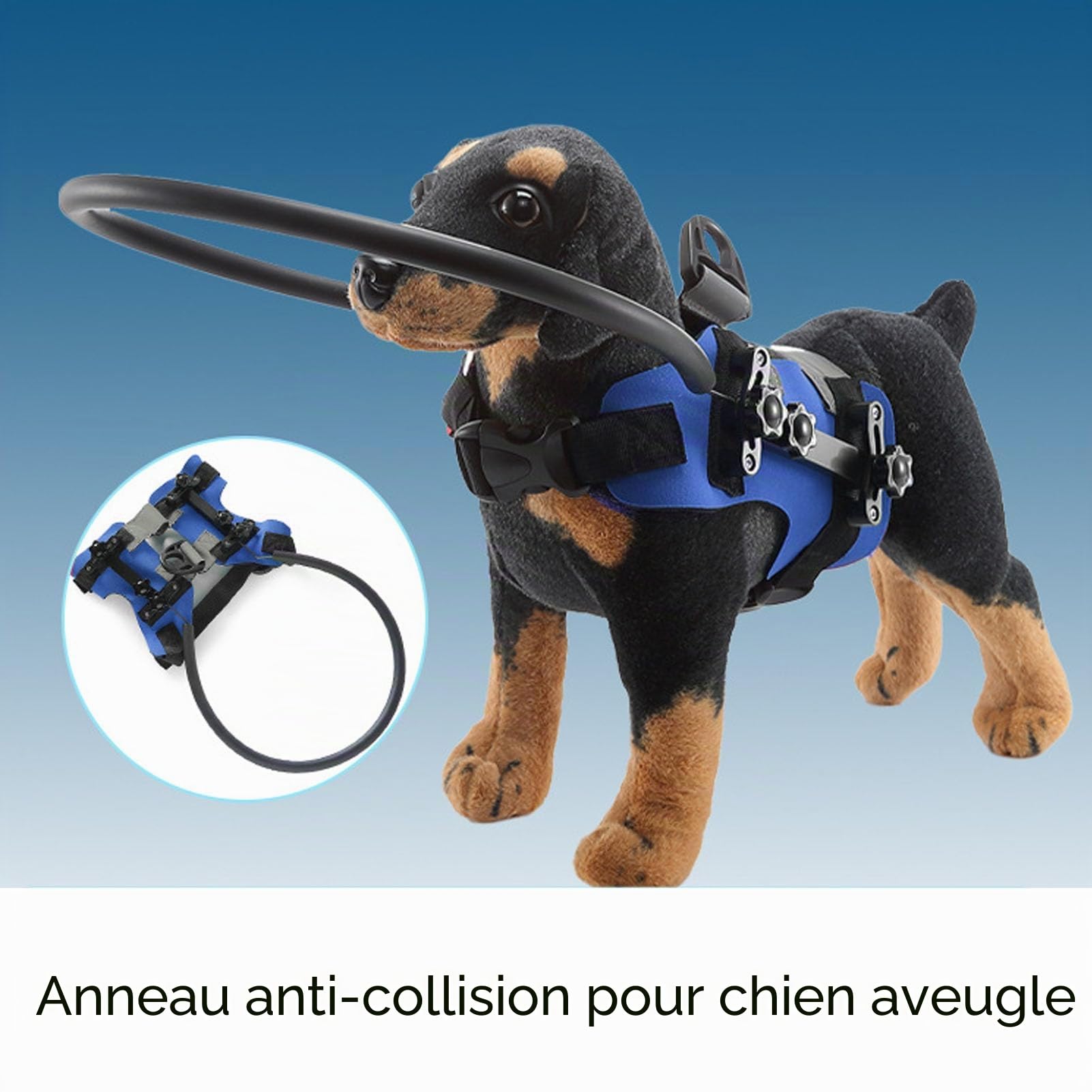 Harnais pour Chien Aveugle, Fixation Facile, Pare-Chocs Ajustable pour Chien Aveugle, pour Donner Confiance aux Animaux aveugles, Accessoires Anti-Collision pour Petit Chien (S)