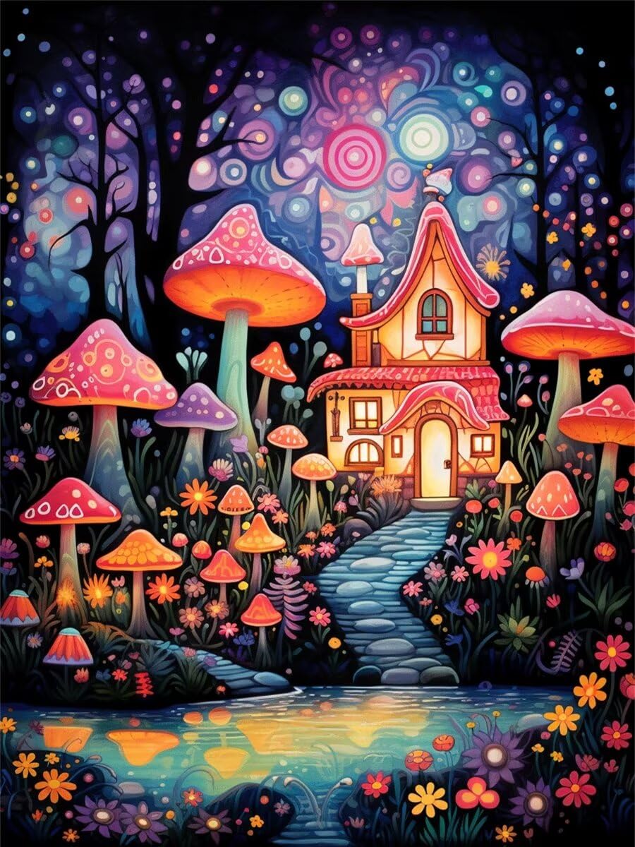 Kit arts craft peinture diamant champignon 70x80cm, le cadeau créatif idéal pour petits et grands