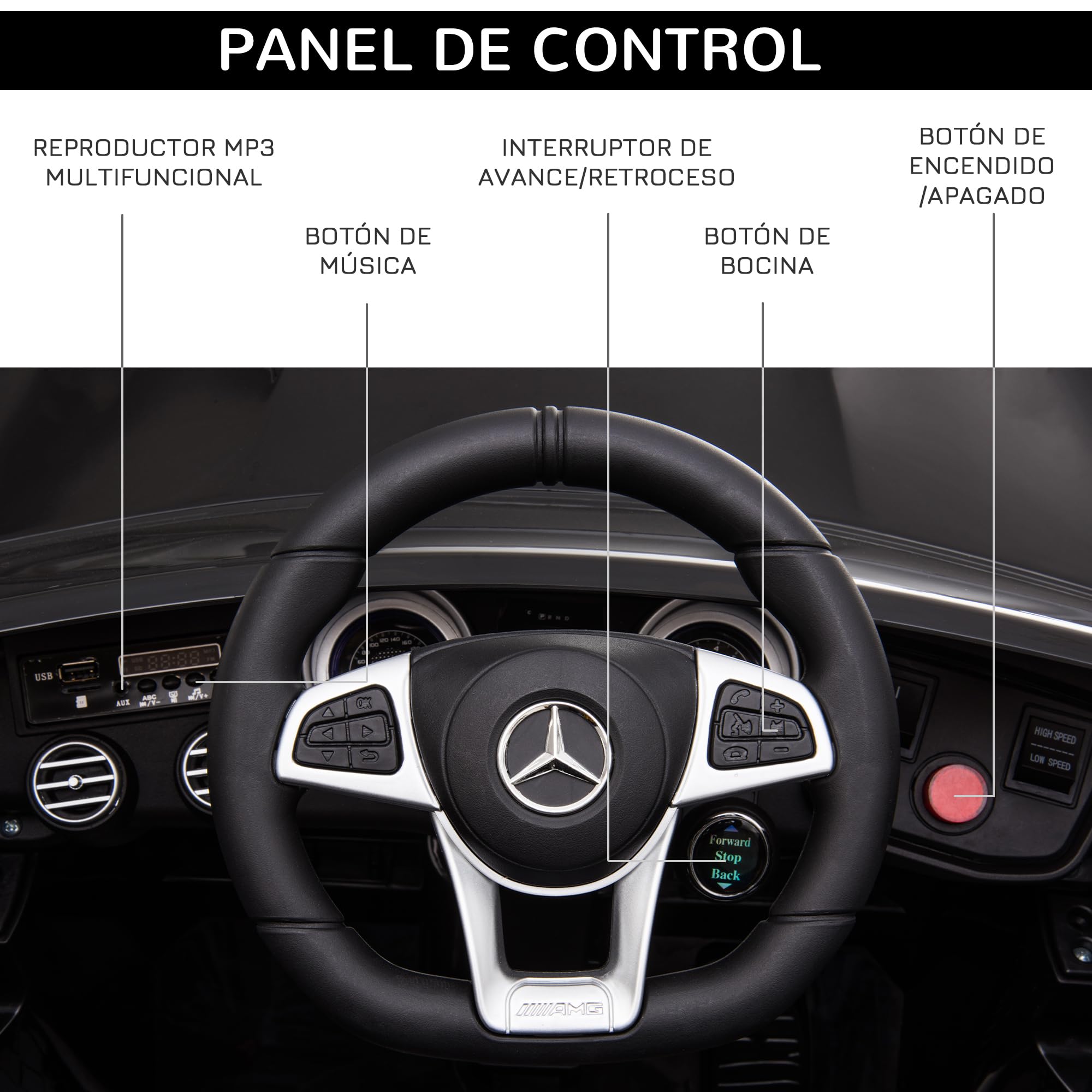 HOMCOM Coche Eléctrico para Niño +3 Años con Mando a Distancia, Batería 12V, 30kg, 115x70x55cm