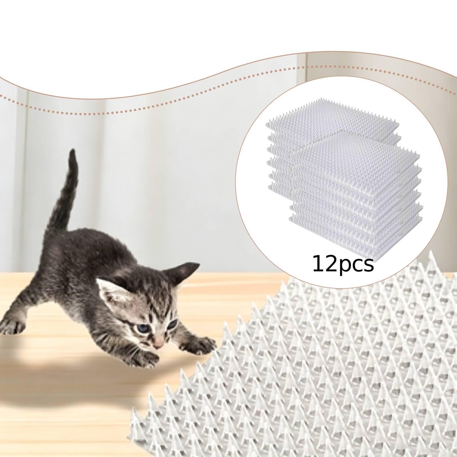 Set di 12 Tappetini Antigatto, Tappetini Barriera per Animali Domestici, Funzione Repellente per Animali, Materiale PP, Adatti per Casa, Giardino, Set da 12 Pezzi Trasparenti